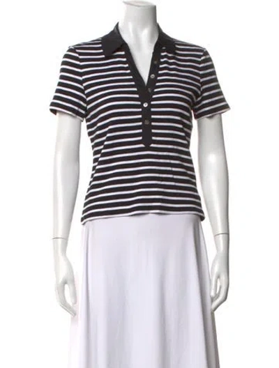 Pre-owned Veronica Beard Striped Short Sleeve Polo W/ Tags In White