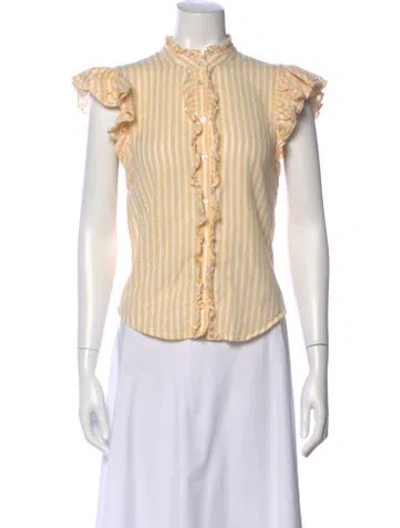Pre-owned Veronica Beard Striped Sleeveless Blouse In Yellow