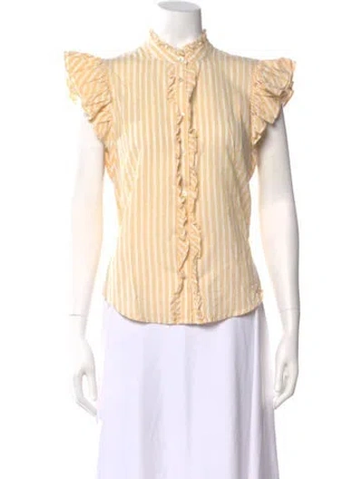 Pre-owned Veronica Beard Striped Sleeveless Blouse In Yellow