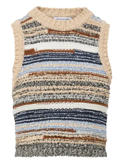 VERONICA BEARD STRIPED SLEEVELESS SWEATER
