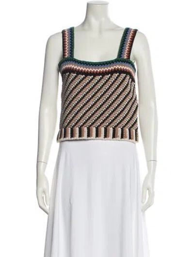 Pre-owned Veronica Beard Striped Square Neckline Crop Top In Black