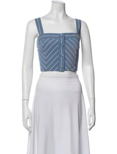 Pre-owned Veronica Beard Striped Square Neckline Crop Top In Blue