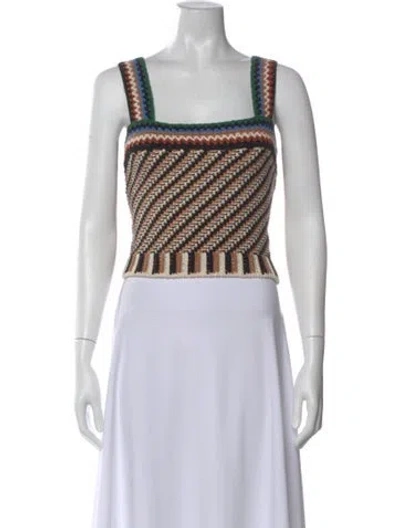 Pre-owned Veronica Beard Striped Square Neckline Crop Top In Multi