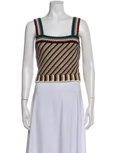 Pre-owned Veronica Beard Striped Square Neckline Crop Top In Neutral