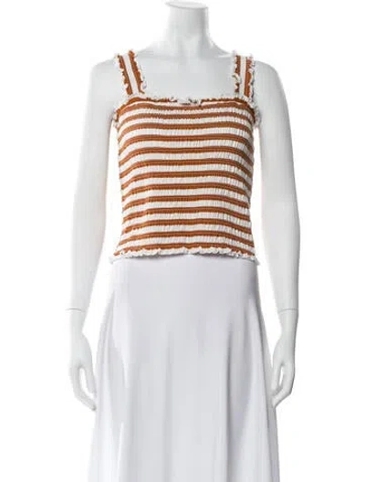 Pre-owned Veronica Beard Striped Square Neckline Crop Top W/ Tags In Brown
