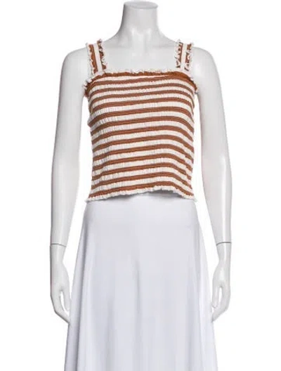 Pre-owned Veronica Beard Striped Square Neckline Crop Top W/ Tags In Multi