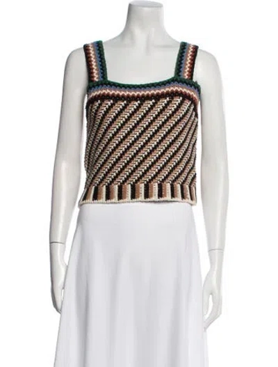 Pre-owned Veronica Beard Striped Square Neckline Sweater In Neutral