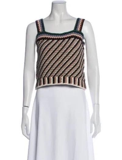 Pre-owned Veronica Beard Striped Square Neckline Sweater In Neutral