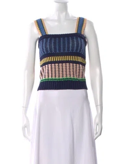 Pre-owned Veronica Beard Striped Square Neckline Sweater W/ Tags In Blue