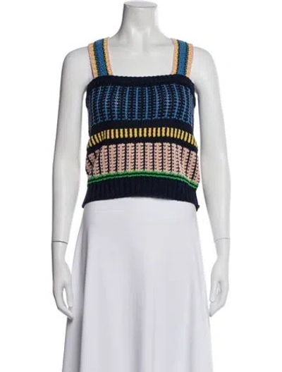 Pre-owned Veronica Beard Striped Square Neckline Sweater In White