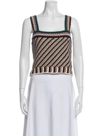 Pre-owned Veronica Beard Striped Square Neckline Top In Brown