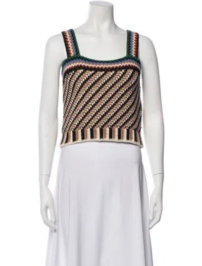 Pre-owned Veronica Beard Striped Square Neckline Top In Neutral