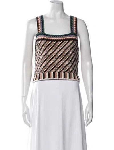 Pre-owned Veronica Beard Striped Square Neckline Top In Neutral