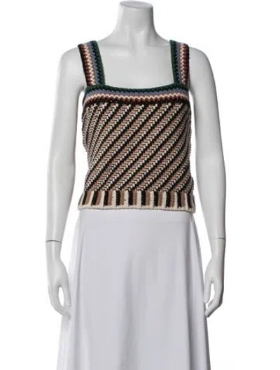 Pre-owned Veronica Beard Striped Square Neckline Top W/ Tags In Neutrals