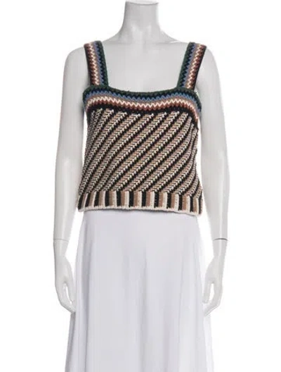Pre-owned Veronica Beard Striped Square Neckline Top In White