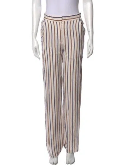 Pre-owned Veronica Beard Striped Straight Leg Pants In Neutral