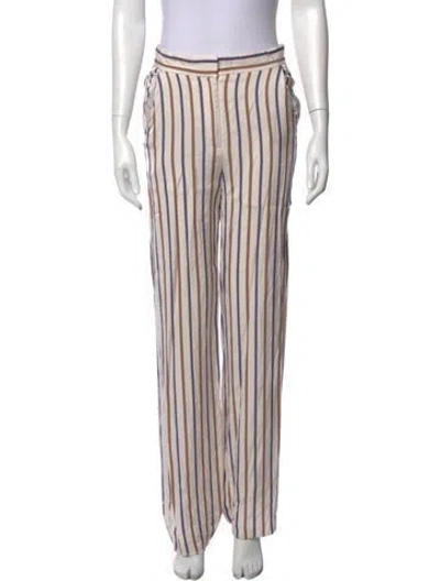 Pre-owned Veronica Beard Striped Straight Leg Pants In Neutrals