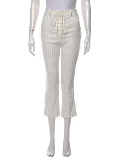 Pre-owned Veronica Beard Striped Straight Leg Pants In White