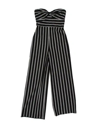Pre-owned Veronica Beard Striped Strapless Jumpsuit In Black