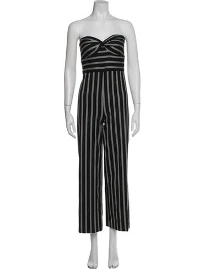 Pre-owned Veronica Beard Striped Strapless Jumpsuit In Black