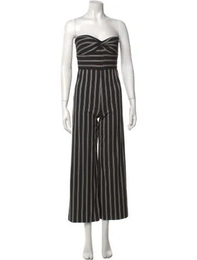 Pre-owned Veronica Beard Striped Strapless Jumpsuit In Black