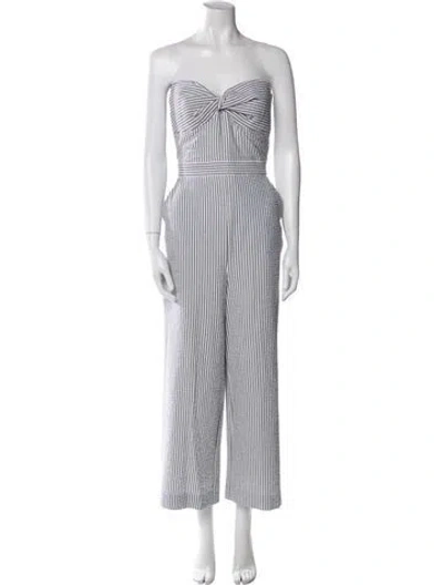 Pre-owned Veronica Beard Striped Strapless Jumpsuit In Gray