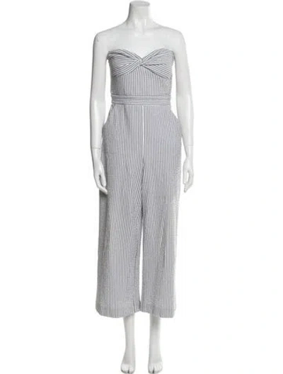 Pre-owned Veronica Beard Striped Strapless Jumpsuit In Gray