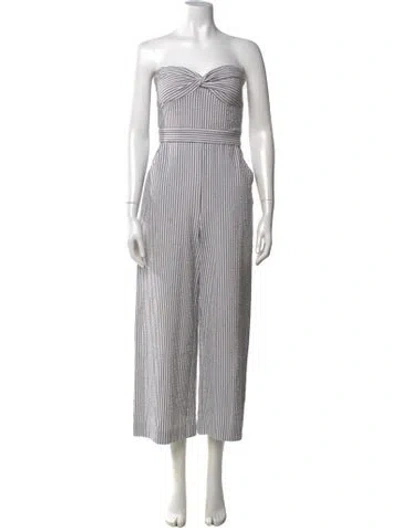Pre-owned Veronica Beard Striped Strapless Jumpsuit In White