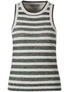 Veronica Beard Jerrel Striped Jacquard-knit Linen-blend Tank In Green
