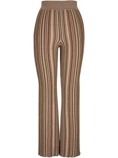 Veronica Beard Striped Trousers In Brown