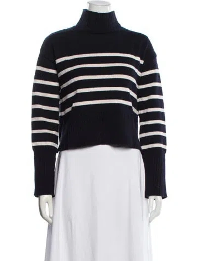 Pre-owned Veronica Beard Striped Turtleneck Sweater In Blue