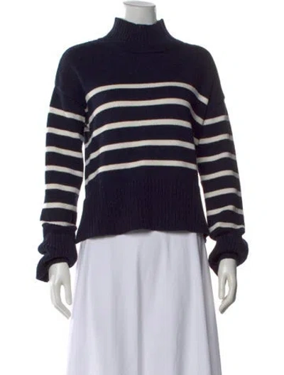 Pre-owned Veronica Beard Striped Turtleneck Sweater In Blue