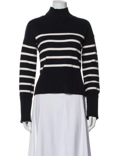 Pre-owned Veronica Beard Striped Turtleneck Sweater In Blue