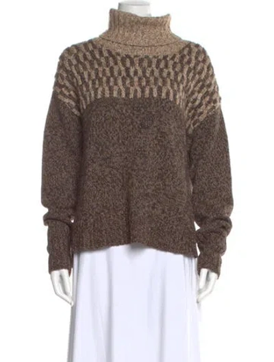 Pre-owned Veronica Beard Striped Turtleneck Sweater In Brown