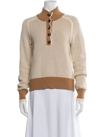 Pre-owned Veronica Beard Striped Turtleneck Sweater In Neutral