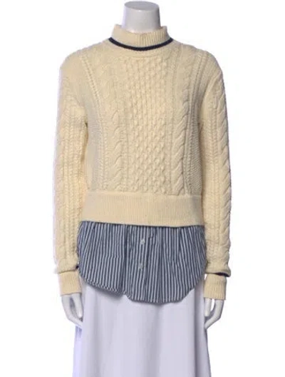 Pre-owned Veronica Beard Striped Turtleneck Sweater In Neutral