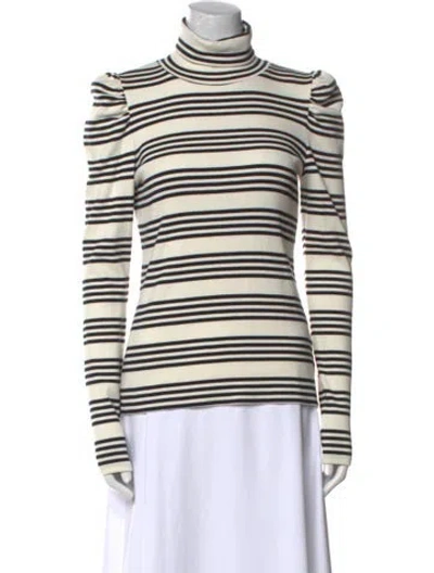 Pre-owned Veronica Beard Striped Turtleneck Sweater In Neutral
