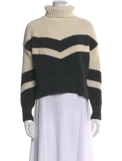 Pre-owned Veronica Beard Striped Turtleneck Sweater In Neutral