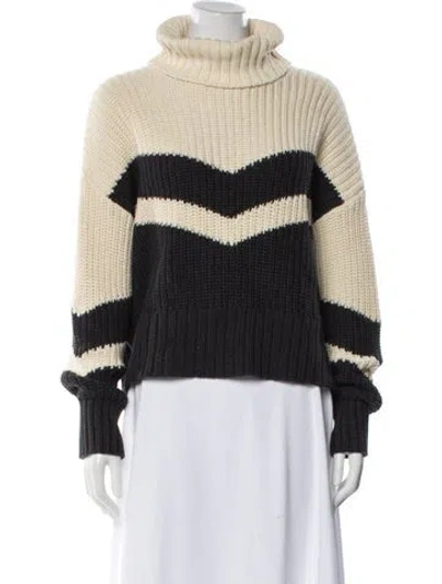 Pre-owned Veronica Beard Striped Turtleneck Sweater In Neutral