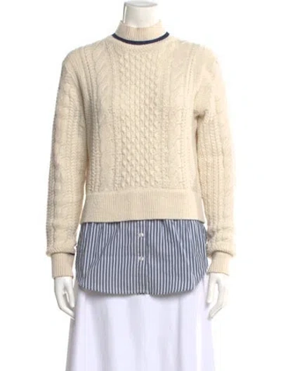 Pre-owned Veronica Beard Striped Turtleneck Sweater In Neutral