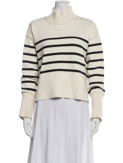 Pre-owned Veronica Beard Striped Turtleneck Sweater In Neutral
