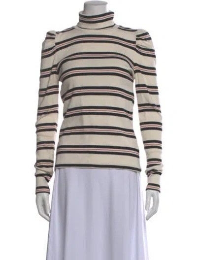 Pre-owned Veronica Beard Striped Turtleneck Sweater In Neutral