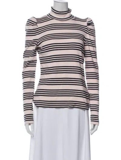Pre-owned Veronica Beard Striped Turtleneck Sweater In Pink