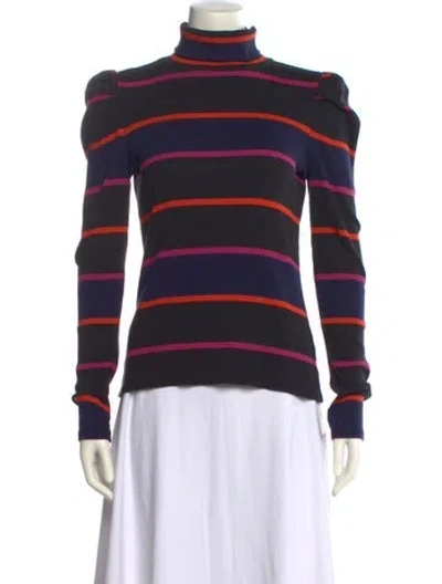 Pre-owned Veronica Beard Striped Turtleneck Sweatshirt