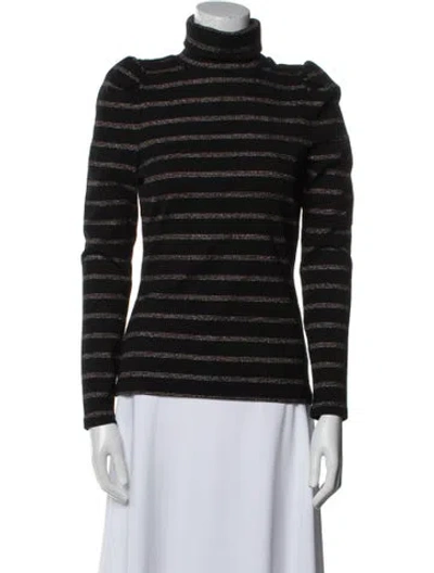 Pre-owned Veronica Beard Striped Turtleneck Sweatshirt In Blue