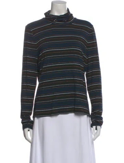Pre-owned Veronica Beard Striped Turtleneck Top