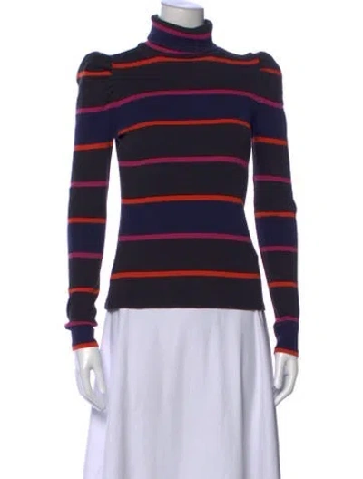 Pre-owned Veronica Beard Striped Turtleneck Top