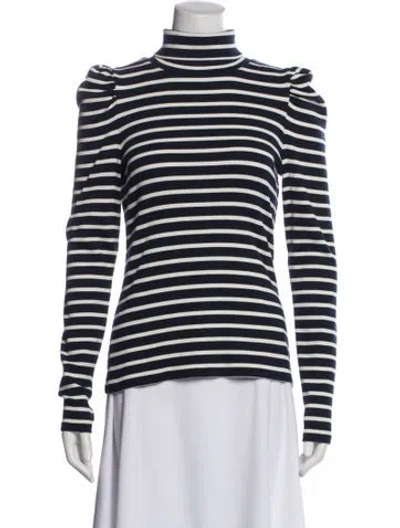 Pre-owned Veronica Beard Striped Turtleneck Top In Blue