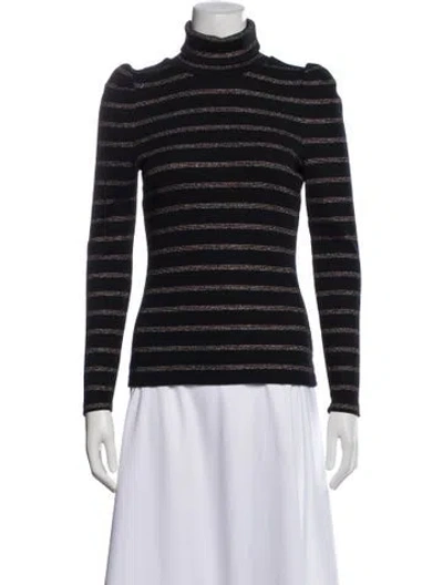 Pre-owned Veronica Beard Striped Turtleneck Top In Blue