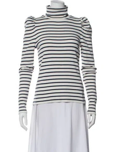 Pre-owned Veronica Beard Striped Turtleneck Top In Blue